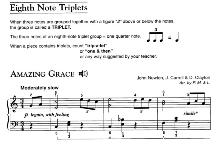 หนังสือ เรียนเปียโนด้วยตัวเอง Alfred's Basic Adult Piano Course Book 1 Eighth Note Triplets