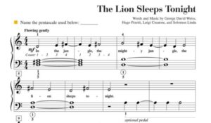 หนังสือ เรียนเปียโนด้วยตัวเอง Faber Adult Piano Adventures All-in-One Course Book 1 The Lion Sleeps Tonight