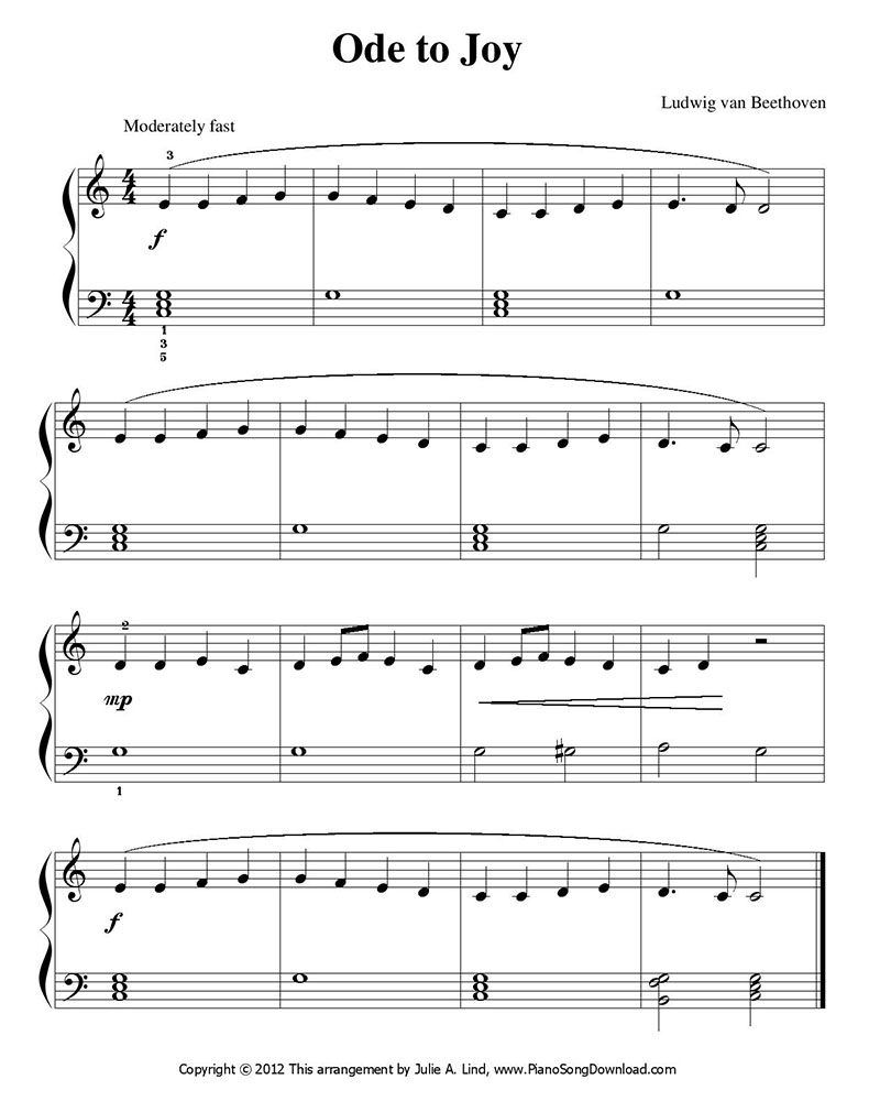 Ode To Joy - Download Free Piano Sheet Music