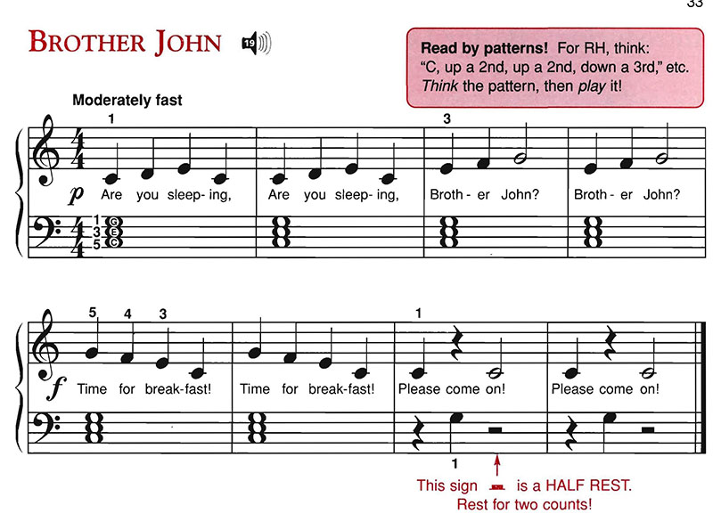 โน้ตเปียโน Brother John - Piano Sheet Music