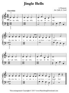 โน้ตเปียโนฟรี Jingle Bells - Level 2 - Piano Sheet Music