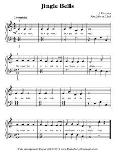 โน้ตเปียโนฟรี Jingle Bells - Level 2 - Piano Sheet Music Page 1