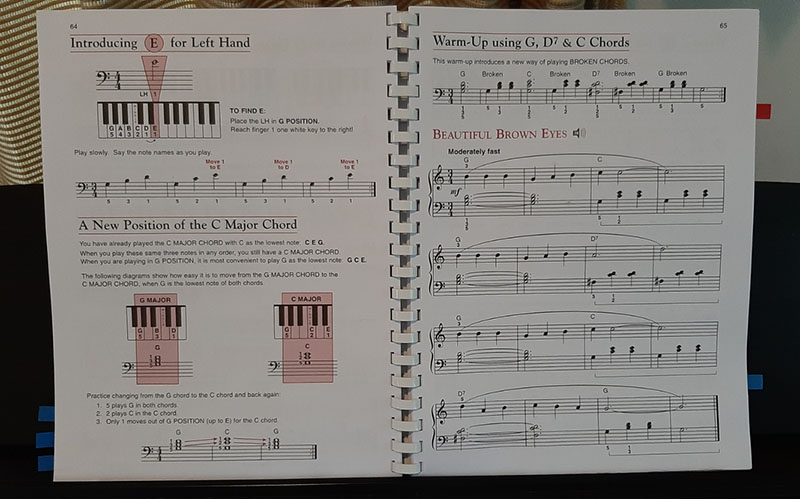 เรียนเปียโนด้วยตัวเอง สำหรับผู้ใหญ่ Note E and G D7 C Chords for Left Hand