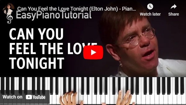 Free Piano Sheet Music - Can You Feel the Love Tonight - Elton John